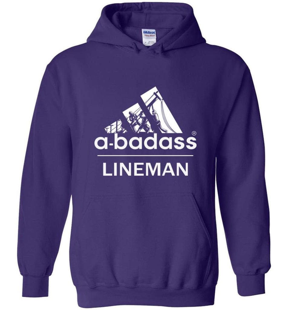 A Badass Lineman Shirts My Daddy Is A Lineman Shirt - Hoodie - Purple / M