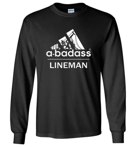 A Badass Lineman Shirts My Daddy Is A Lineman Shirt - Long Sleeve T-Shirt - Black / M