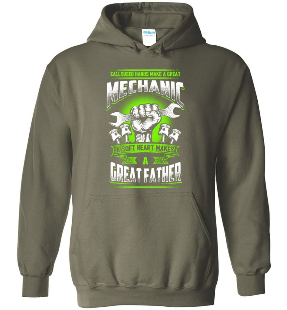 A Great Father Mechanic Mechanic Shirt For Father - Hoodie - Military Green / M