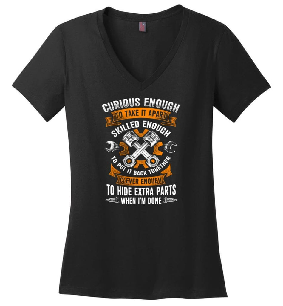 A Great Father Mechanic Mechanic Shirt For Father Ladies V-Neck - Black / M
