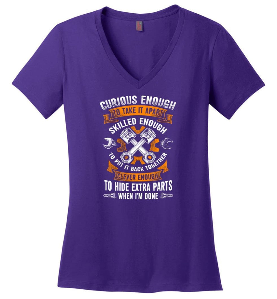 A Great Father Mechanic Mechanic Shirt For Father Ladies V-Neck - Purple / M