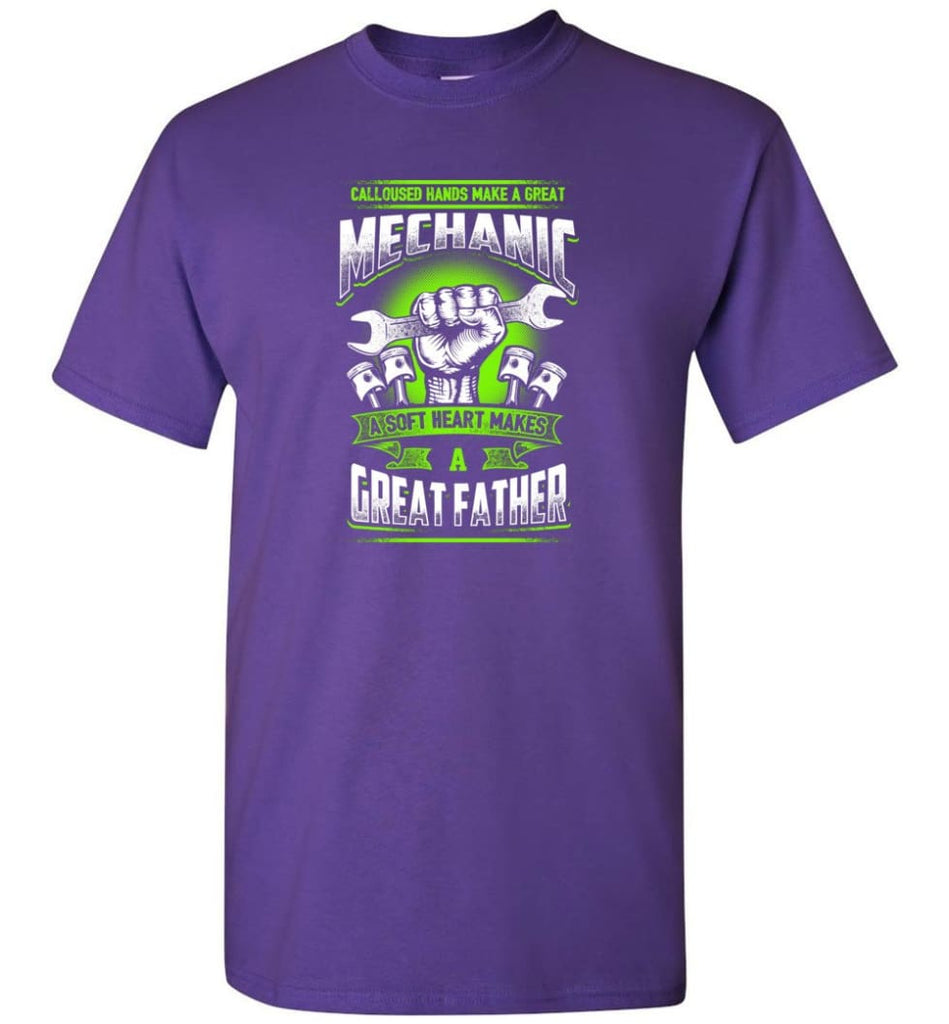 A Great Father Mechanic Mechanic Shirt For Father - Short Sleeve T-Shirt - Purple / S