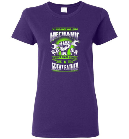 A Great Father Mechanic Mechanic Shirt For Father Women Tee - Purple / M