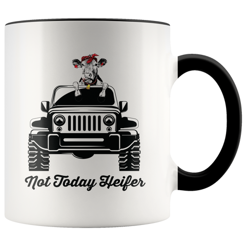 Not Today Heifer Funny Cow Lover Jeep Driver Cool Farmer Gift Premium Accent Mug