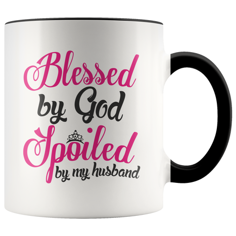 Blessed by god spoiled by my husband Premium Accent Mug