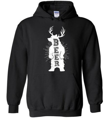 Alcohol Beer Papa Drinking Beer Bear Lover Grandpa Hoodie - Black / M