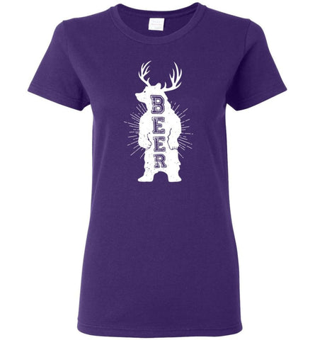 Alcohol Beer Papa Drinking Beer Bear Lover Grandpa Women Tee - Purple / M