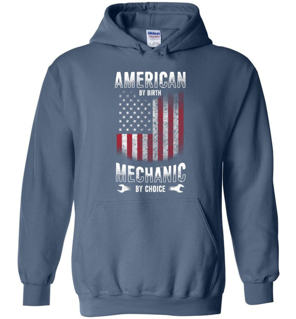 American By Birth Mechanic By Choice Shirt - Hoodie - Indigo Blue / M