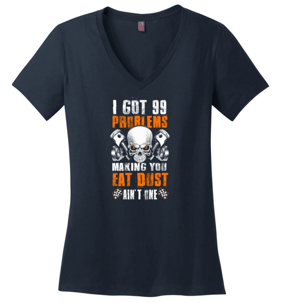 American By Birth Mechanic By Choice Shirt Ladies V-Neck - Navy / M