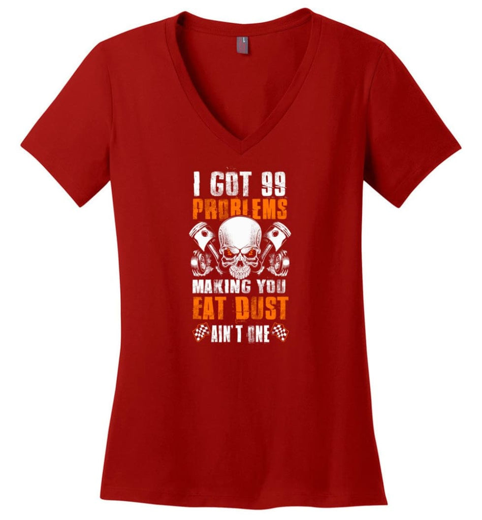 American By Birth Mechanic By Choice Shirt Ladies V-Neck - Red / M