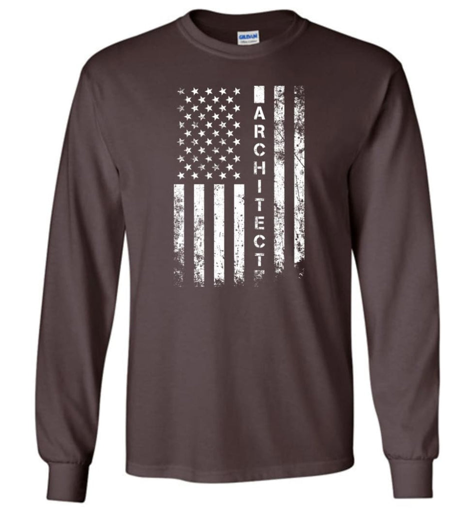 American Flag Architect - Long Sleeve T-Shirt - Dark Chocolate / M
