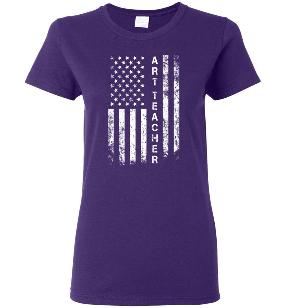 American Flag Art Teacher Women Tee - Purple / M