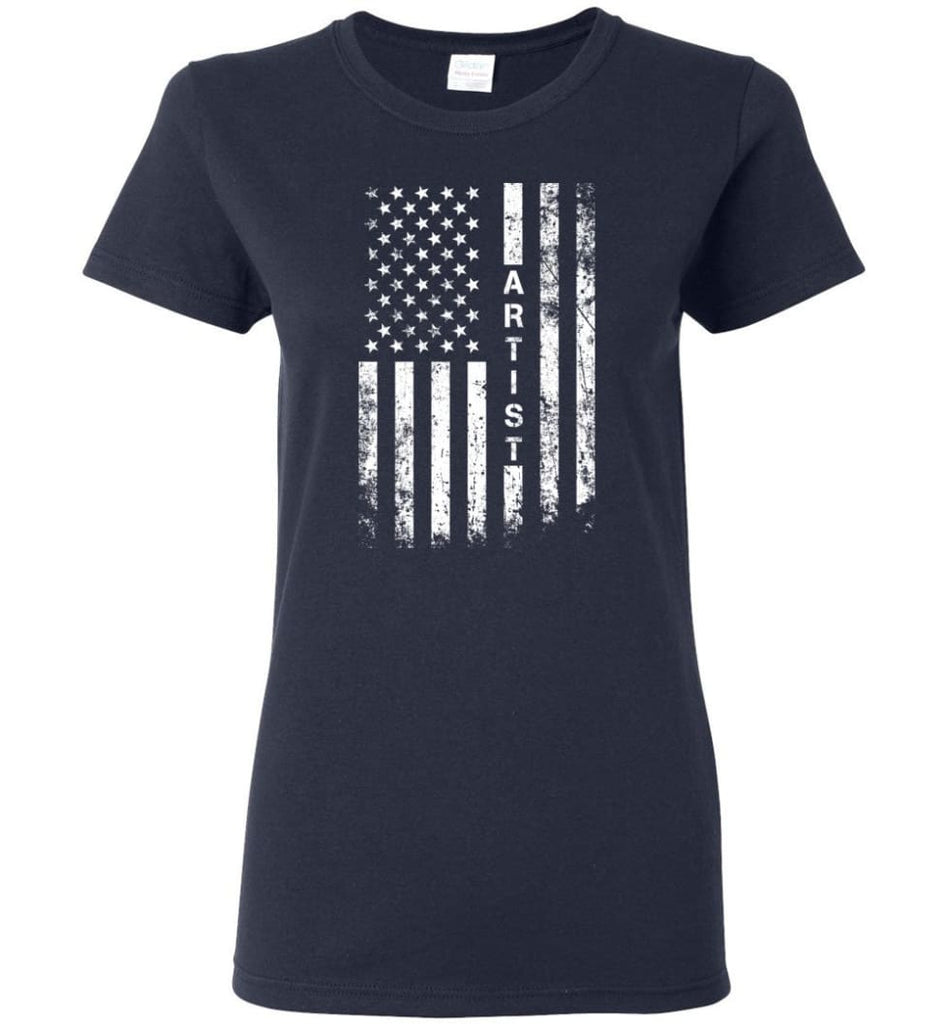 American Flag Artist Cool and Best Christmas Gifts for Artist Women T-shirt - Navy / M