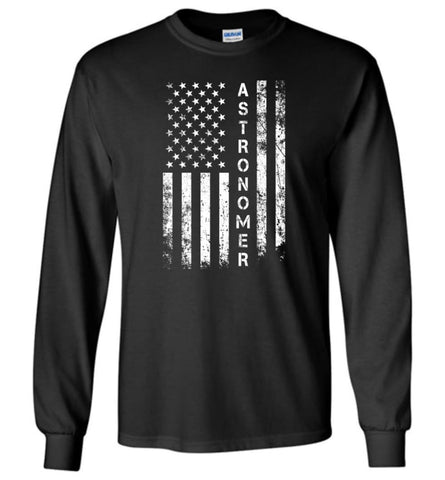 American Flag Astronomer - Long Sleeve T-Shirt - Black / M