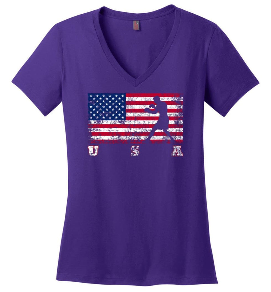 American Flag Athletics Ladies V-Neck - Purple / M