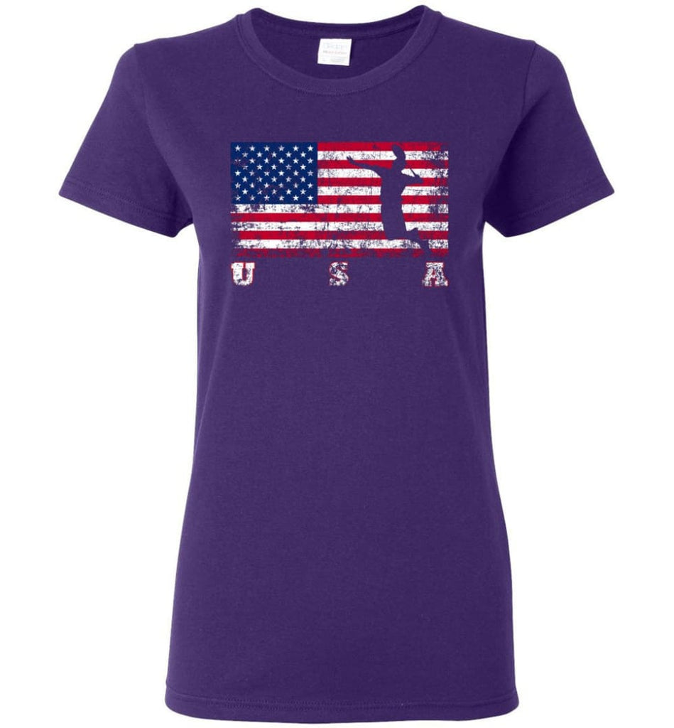 American Flag Badminton Women Tee - Purple / M