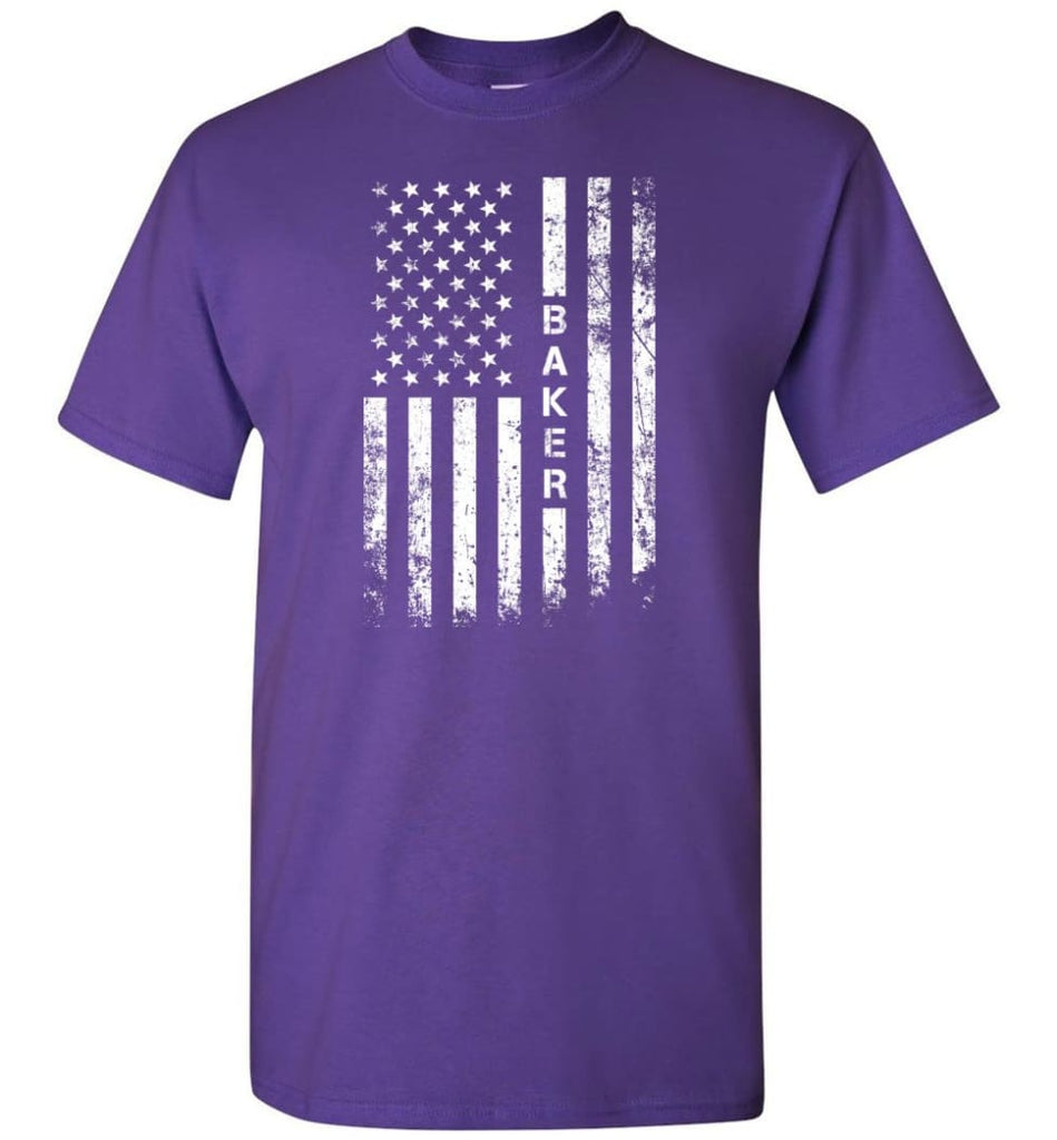American Flag Baker T-Shirt - Purple / S
