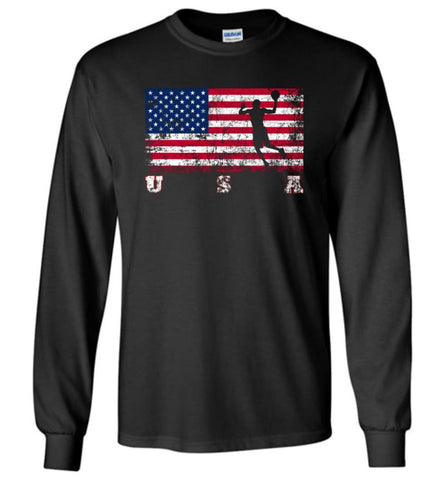 American Flag Basketball - Long Sleeve T-Shirt - Black / M