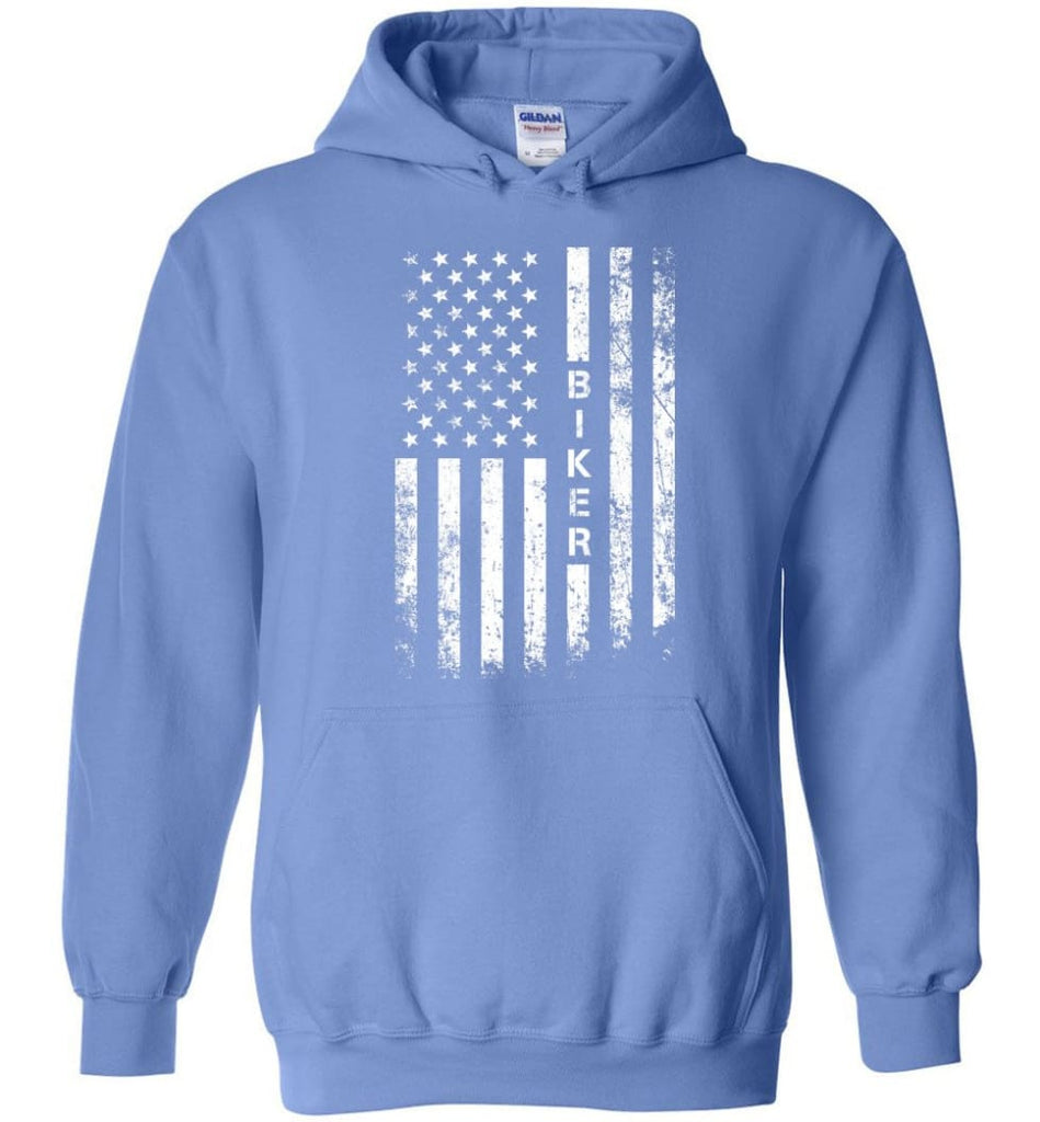 American Flag Biker - Hoodie - Carolina Blue / M