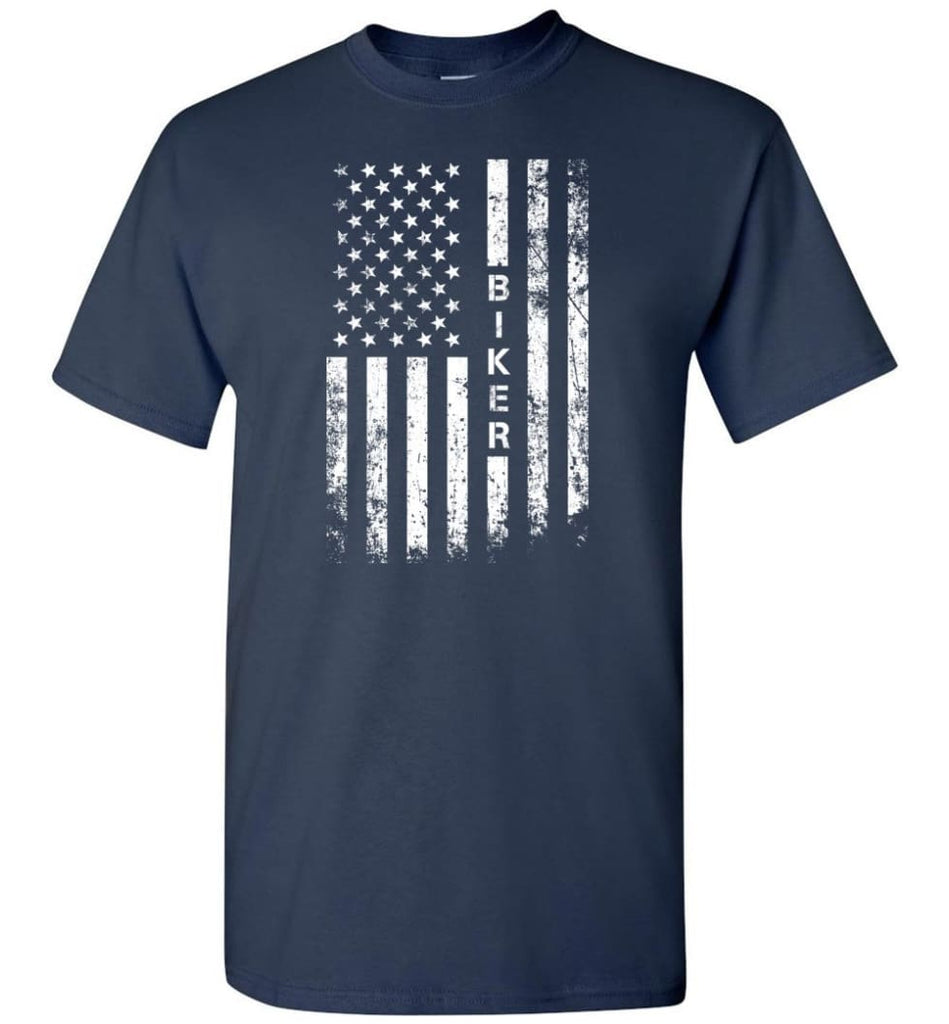 American Flag Biker - Short Sleeve T-Shirt - Navy / S