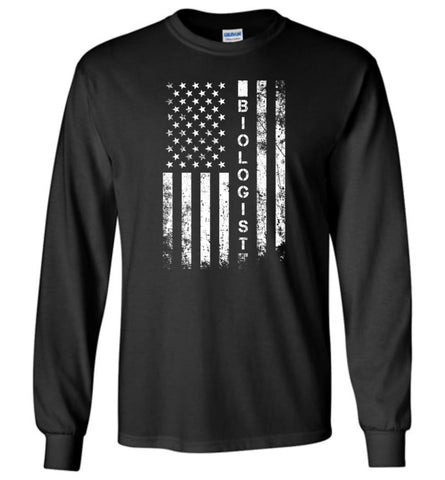 American Flag Biologist - Long Sleeve T-Shirt - Black / M