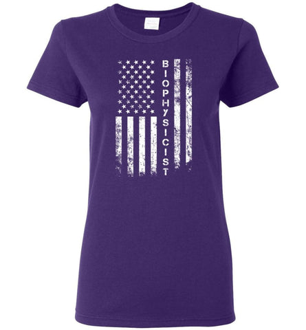 American Flag Biophysicist Women Tee - Purple / M