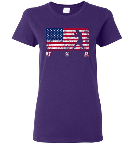 American Flag Boxing Women Tee - Purple / M