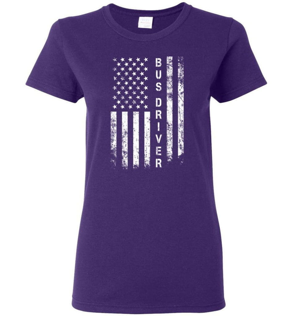 American Flag Bus Driver Women Tee - Purple / M