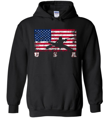 American Flag Canoe Slalom - Hoodie - Black / M