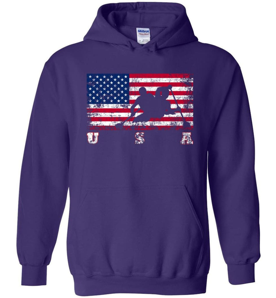 American Flag Canoe Sprint - Hoodie - Purple / M