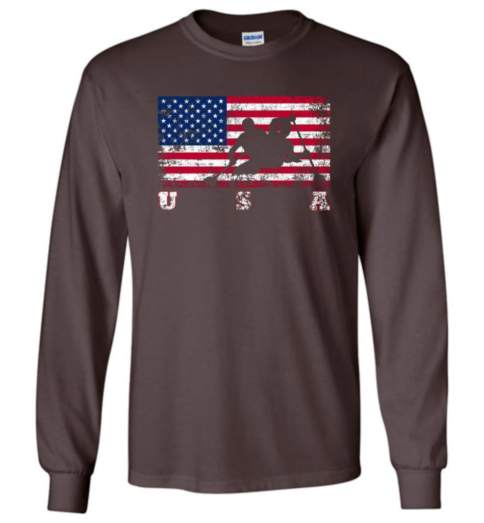American Flag Canoe Sprint - Long Sleeve T-Shirt - Dark Chocolate / M