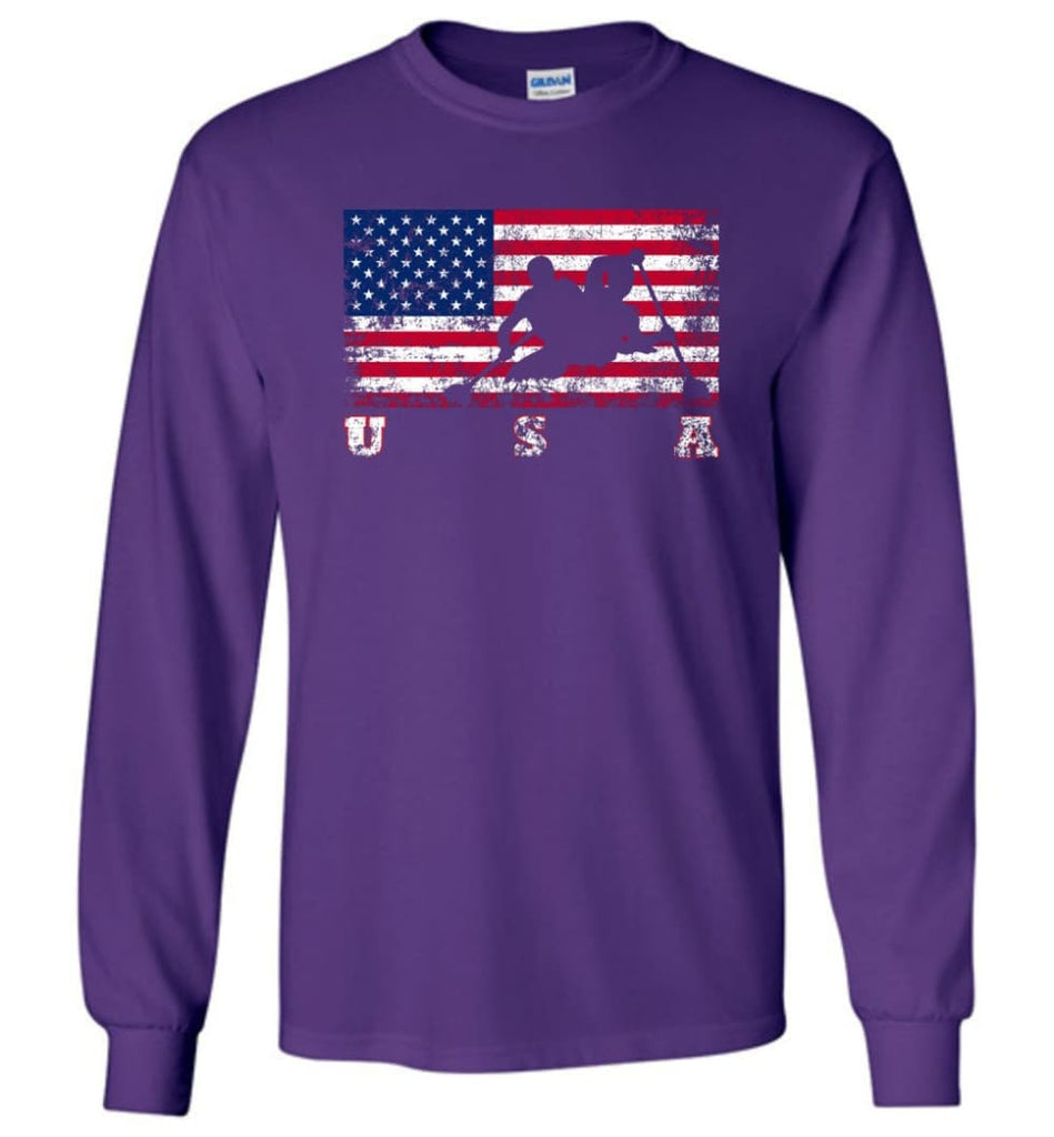 American Flag Canoe Sprint - Long Sleeve T-Shirt - Purple / M