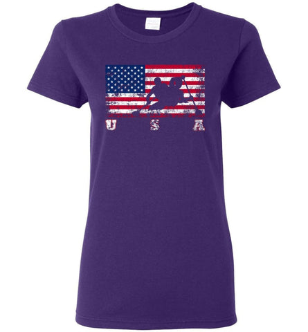 American Flag Canoe Sprint Women Tee - Purple / M