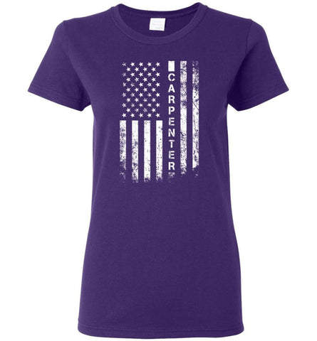 American Flag Carpenter Women Tee - Purple / M
