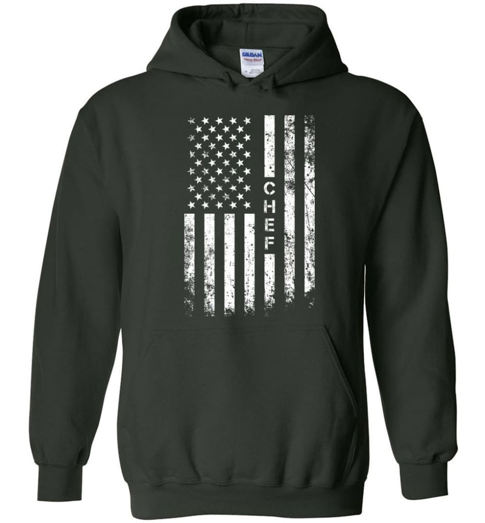 American Flag Chef - Hoodie - Forest Green / M
