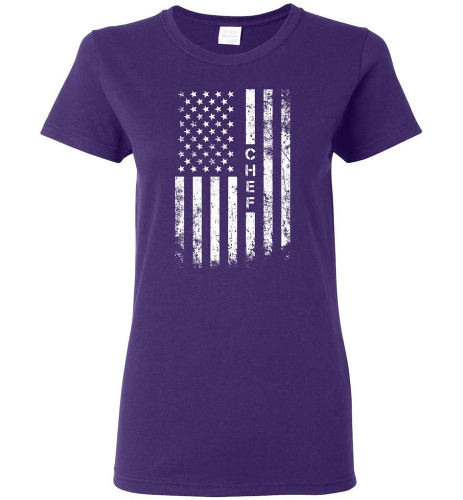 American Flag Chef Women Tee - Purple / M