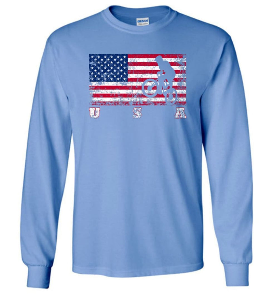 American Flag Cycling BMX - Long Sleeve T-Shirt - Carolina Blue / M