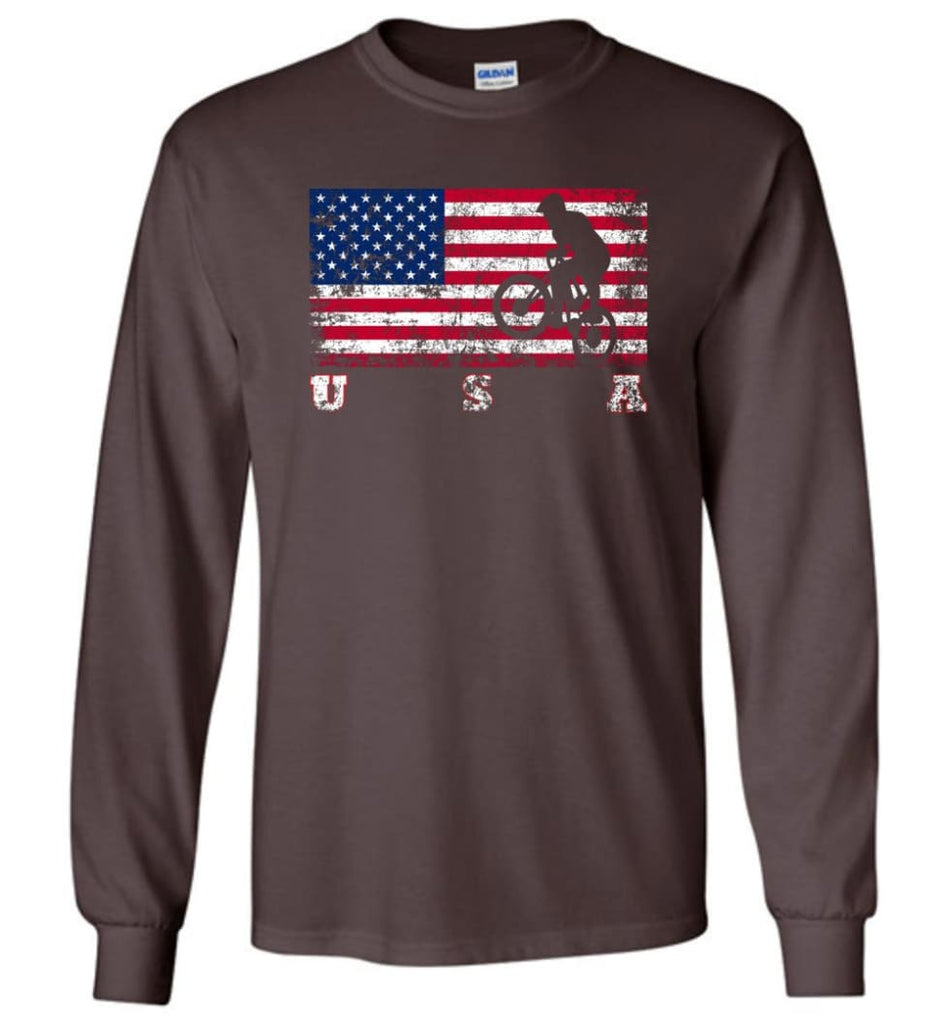 American Flag Cycling BMX - Long Sleeve T-Shirt - Dark Chocolate / M
