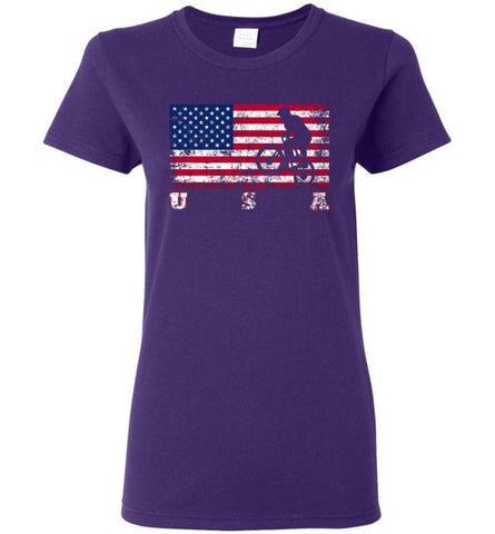 American Flag Cycling BMX Women Tee - Purple / M