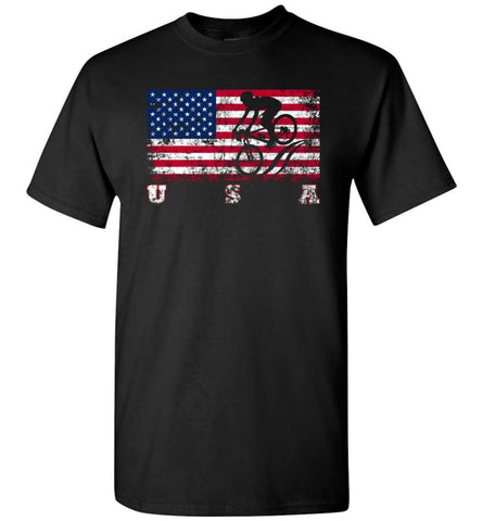 American Flag Cycling Mountain Bike - Short Sleeve T-Shirt - Black / S