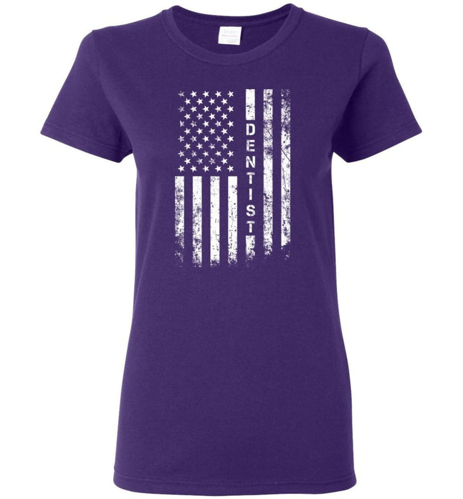 American Flag Dentist Women Tee - Purple / M