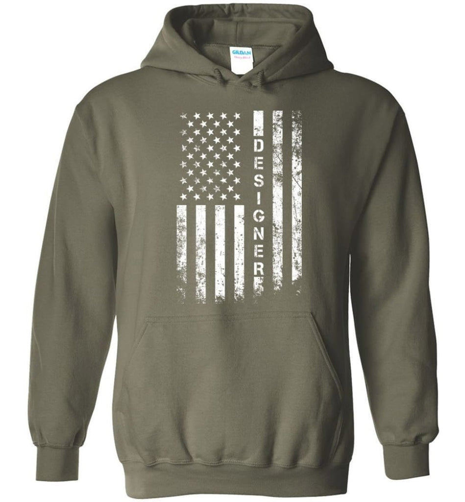 American Flag Designer - Hoodie - Military Green / M