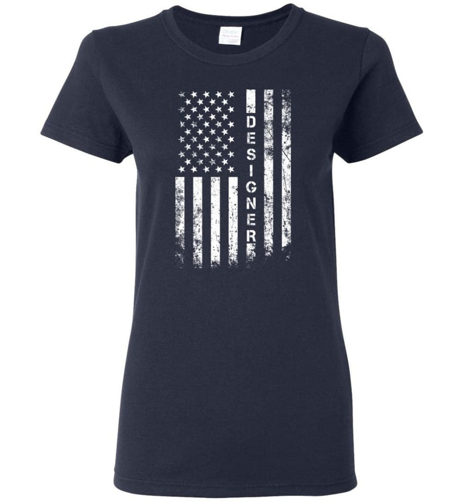 American Flag Designer Women Tee - Navy / M