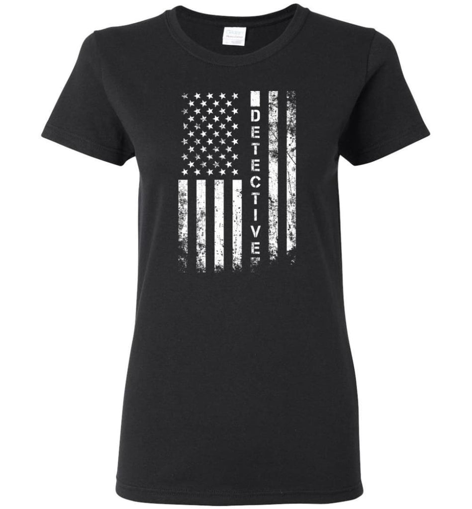 American Flag Detective Women Tee - Black / M