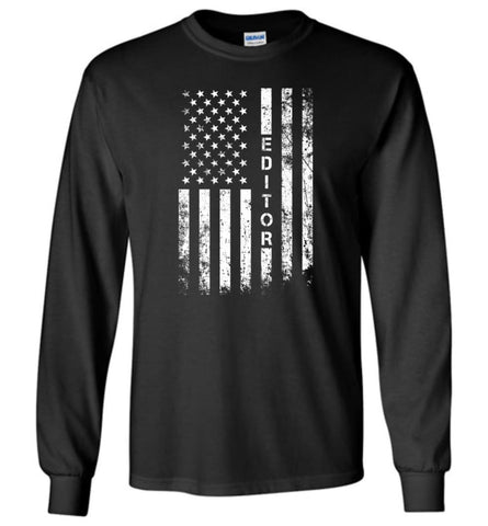 American Flag Editor - Long Sleeve T-Shirt - Black / M