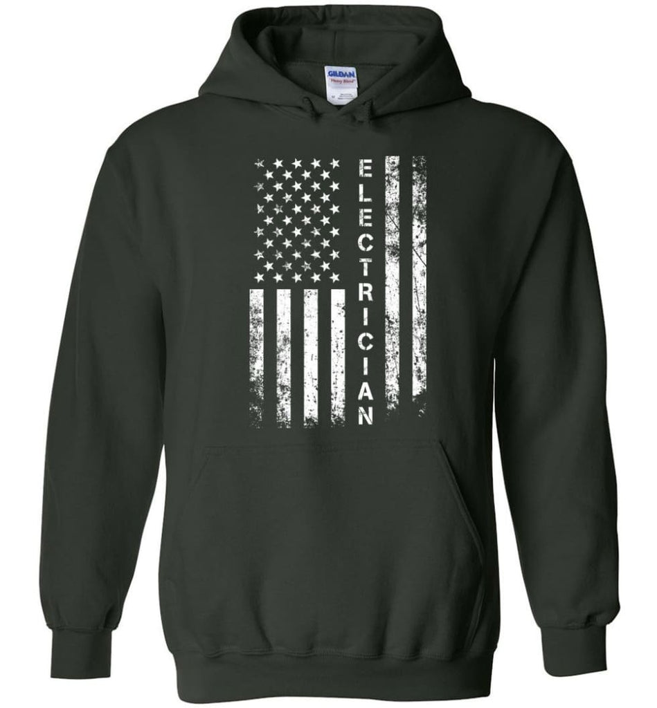 American Flag Electrician - Hoodie - Forest Green / M