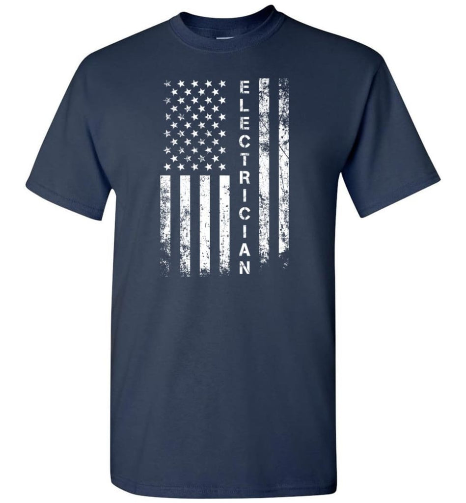 American Flag Electrician - Short Sleeve T-Shirt - Navy / S
