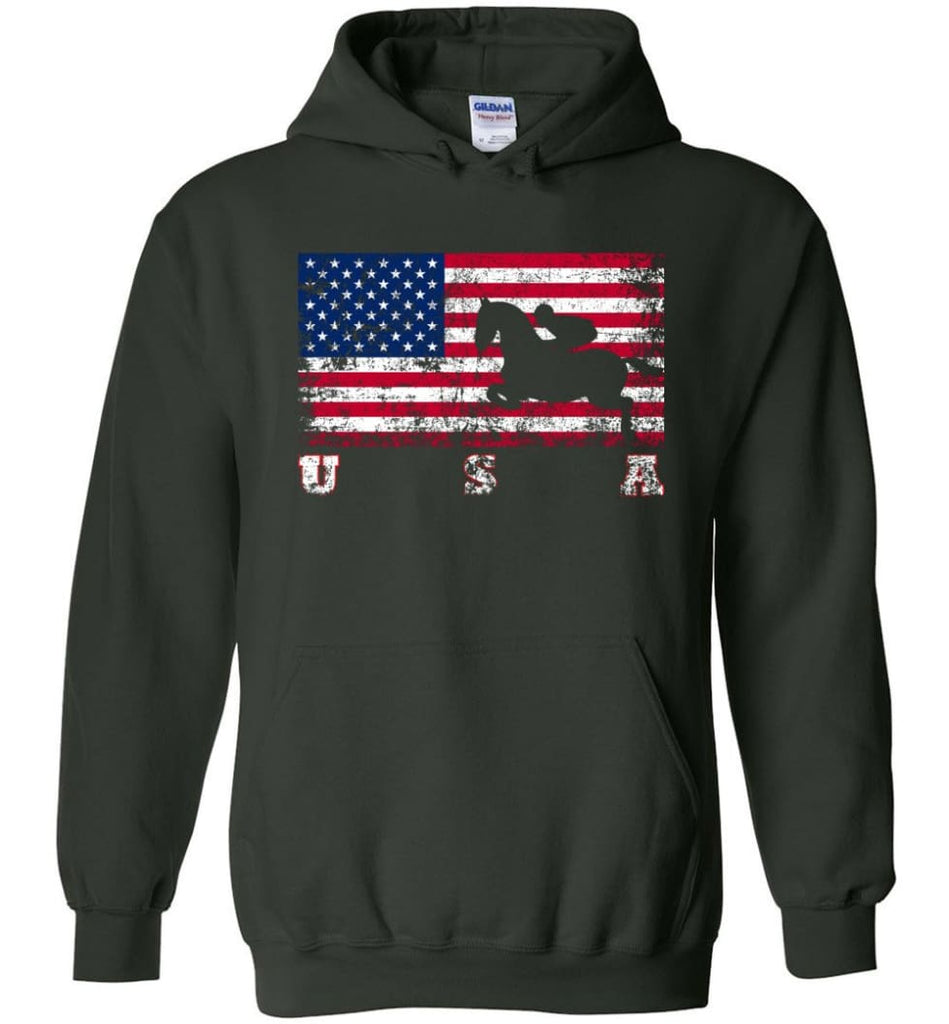 American Flag Equestrian - Hoodie - Forest Green / M