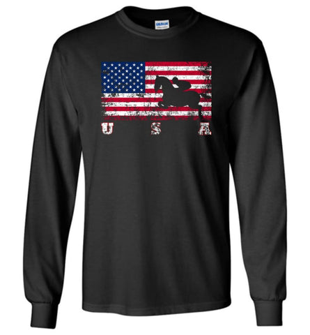 American Flag Equestrian - Long Sleeve T-Shirt - Black / M