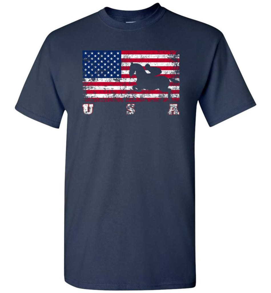 American Flag Equestrian - Short Sleeve T-Shirt - Navy / S